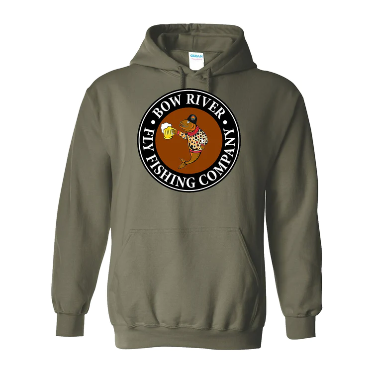 Flyfishing clothing hoodies Trout Beers Military Green