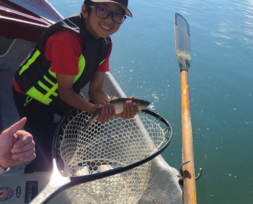 rainbow trout family fishing