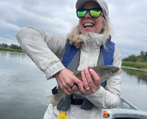 big trout caught from drift boat