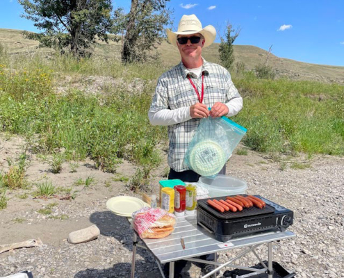 kevin hawes bbq during fly fishing trip